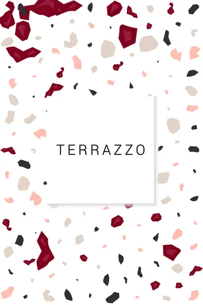 红色和粉色陶瓷瓷砖矢量白色背景 Terazzo Terrazzo墙壁图解 明亮的石头图案 — 图库照片