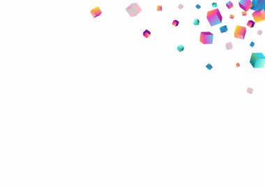 Sanal Kutu Vektörü Beyaz Arkaplan. Parlak Soyut Çokgen Duvar Kağıdı. Geometrik Konfeti Deseni. Gradyan Tuğla 3d Sunumu.