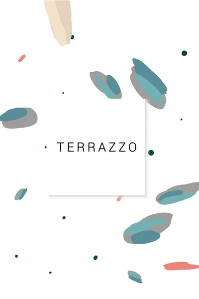 不同的Terrazzo墙矢量白色背景 混凝土瓷砖图解 明亮的Terazzo明信片 — 图库照片