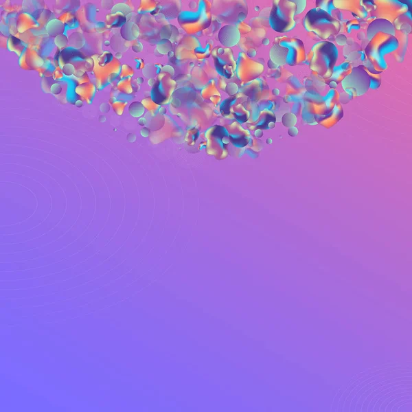 ホログラフィックバブルパーティーベクトル青の背景 アブストラクトブロブパターン 虹色の宇宙ホログラフィックデザイン カラーメンフィスフライヤー — ストック写真