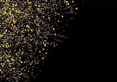 Altın Yılan Parlak Vektör Siyah Arkaplan. Noel Konfeti Posteri. Flamalı Yıldönümü Şubesi. Altın Mutlu Resimler.