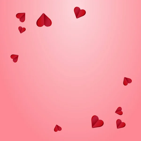 Pink Papercut Vector Pink Backgound Verjaardags Hartgrens Red Love Confetti — Stockfoto