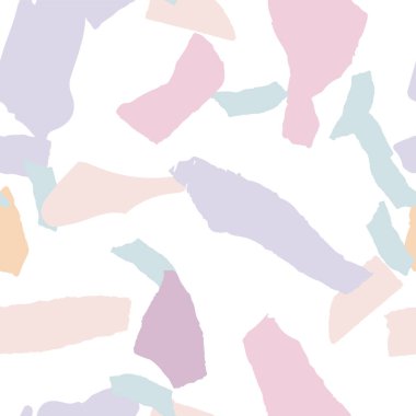 Parlak Terrazzo Duvar Vektörü Kusursuz Desen. Modern Terrazzo Döşeme Arkaplanı. Şeftali ve Violet Moda Tasarımı.