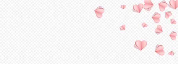 Pink Heart Vector Transparenter Panoramahintergrund Papierkonfetti Illustration Roter Hochzeitspapierschnitt Rahmen — Stockfoto
