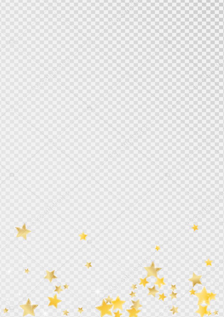 Gold Galaxy Stars Vector Transparent Background. Elegant Dust Pattern. Sparkle Border. Golden Glamour Starry Illustration.