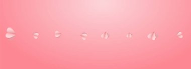 Burgundy Kalp Vektörü Pembe Panoramik Arka plan. Konfeti kalıbını kes. Kırmızı Mutlu Kalpler Çerçevesi.