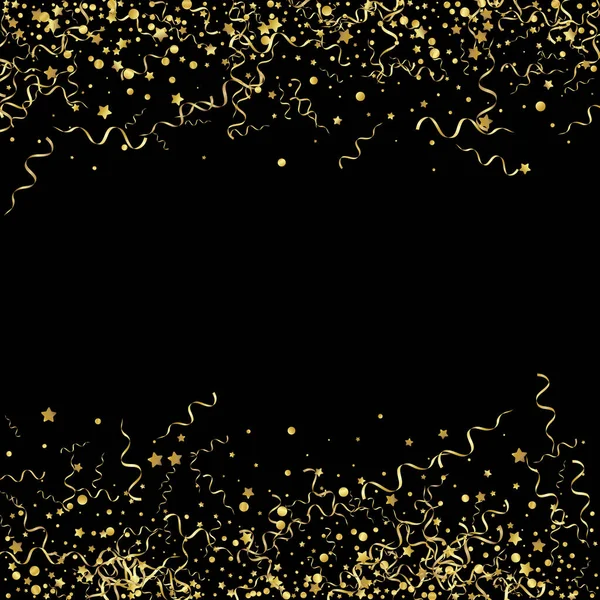 Confettis D'or Isolés Sur Fond Noir Célébrez L'illustration Vectorielle