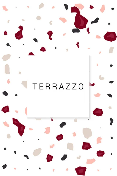 红色和粉色Terrazzo墙矢量白色背景 时尚品牌Terrazzo Tile Banner 棕色和米黄色重复说明 — 图库照片