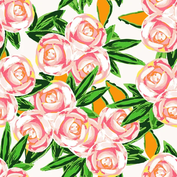 드래프트 Pink Rose Drawn Vector Seamless Pattern 플라워 로맨틱 템플릿 — 스톡 사진