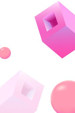 Parlak Çokgen Stili Vektör Beyaz Arkaplan. Değişim Bloğu Tasarımı. Pembe Metal Poster. Gökkuşağı Element Resmi.