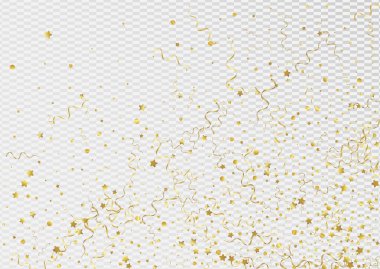 Altın Kurdele Kağıt Vektör Şeffaf Arkaplan. Party Serpentine Şablonu. Spiral Parlak Bitki. Altın Eğlence Çizimi.