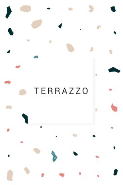 Mavi ve Pembe Seramik Döşeme Vektörü Beyaz Arkaplan. Mozaik Terrazzo Döşeme Kapağı. Değişik Granit Arkaplan.