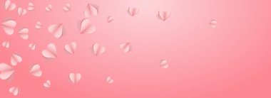 Kırmızı Konfeti Vektörü Pembe Panoramik Arkası. Love Heart dokusu. Burgundy Görsel Kalp Şablonu.