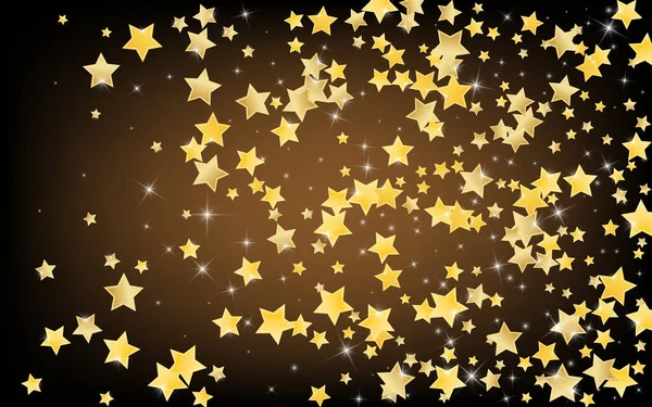 Golden Holiday Stars Vector Bruine Achtergrond Kosmos Glow Template Sterrengrens — Stockfoto