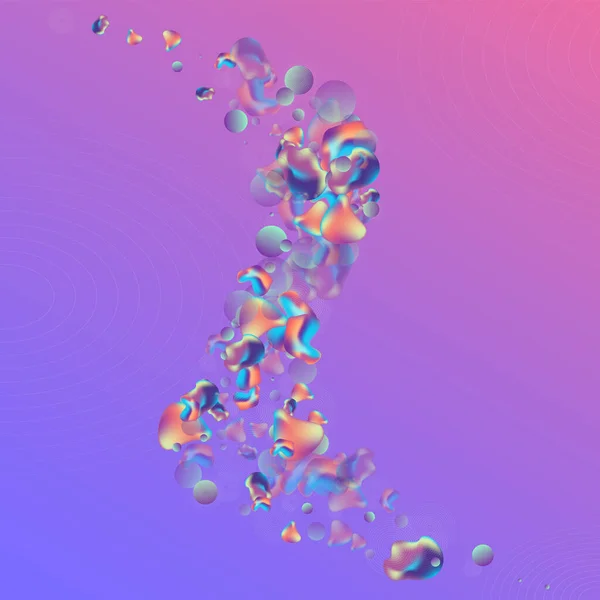Color Bubbles Digital Vector Fundo Azul Memphis Blob Poster Holograma — Fotografia de Stock