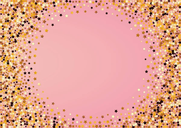 Gold Confetti Vector Rosa Hintergrund Vergoldete Weihnachtsglitzerillustration Sternenbanner Gelbe Parteiraumgrenze — Stockfoto