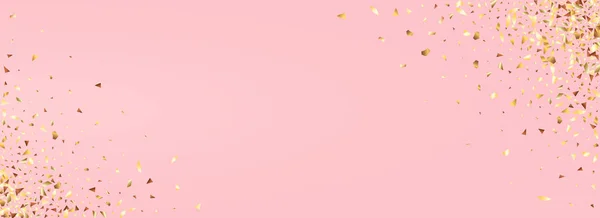 Golden Rain Anniversary Panoramic Pink Background Glamour Sequins Postcard Yellow — Stock Photo, Image