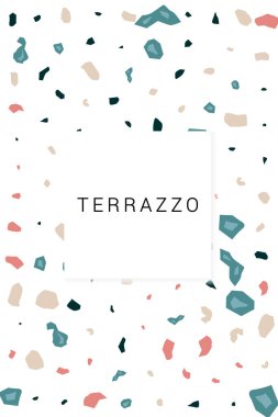 Kırmızı ve Şeftali Seramik Döşeme Vektörü Beyaz Arkaplan. İtalyan Terrazzo fayans arkaplanı. Parlak Venedik Deseni.