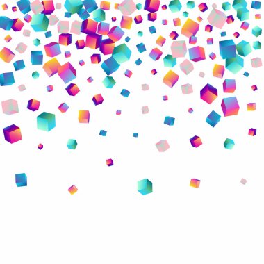 Gökkuşağı Çokgen Vektörü Beyaz Arkaplan. Yanardöner 3D Element Duvar Kağıdı. Metal tuğla kaplama. Parlak Küp Perspektifi Sunumu.