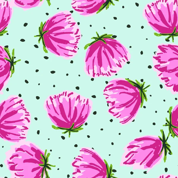 Pink Tulip Desenhado Vetor Padrão Sem Costura Peony Garden Background — Fotografia de Stock