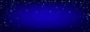 Mavi Konfeti Efekti Panoramik Vektör Mavi Arkaplan. Düşen Hücre Davetiyesi. Uçan Kare Sancağı. Turkuaz Top Kart.