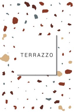 Değiştirilmiş Terrazzo Duvar Vektörü Beyaz Arkaplan. Modern Terrazzo Döşeme Arkaplanı. Parlak Venedik Şablonu.