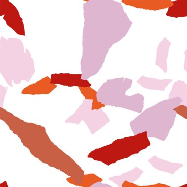 Bright Terrazzo Tile Vector Seamless Pattern. Geometric Terrazzo Wall Design. Brown and Orange Venetian Backdrop.