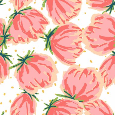 Red and Blue Tulip Felt pen Vector Seamless Pattern. Peony Garden Paper Texture. Pink Light Drawing Wallpaper. Lotus Decorative Background.
