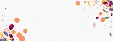 Colorful Splash FallingFestive Panoramic Transparent Background. Hologram Independence Dust Banner. Carnaval Texture. Holographic Transparent Design.