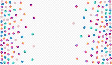 Iridescent Rhombus Vector Transparent Background. Multicolored Geometric Block Paper. Style Cube Wallpaper. Rainbow Confetti Graphic Template.