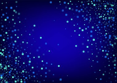 Blue Particle Falling Blue Vector Background. Top Confetti Postcard. Celebrate Rhombus Pattern. Turquoise Flying Card.
