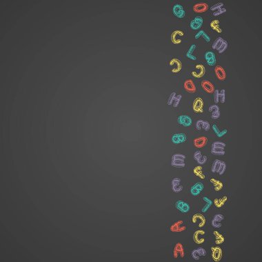 Font Blackboard Vector Black Background. Abc Writing Illustration. Drawing Drawn School Board Cover. Style Typography.