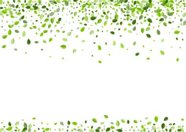 Forest Greens Fly Vector Branch. Falling Leaves Poster. Olive Foliage Nature Backdrop. Leaf Swirl Banner.