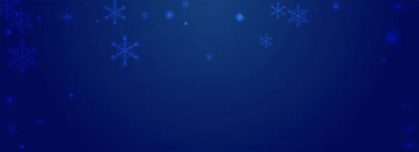 Shiny Snowfall Vector Pnoramic Blue Background Silver Magic Confetti Pattern — Stock fotografie