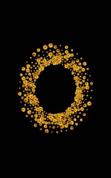 Gold Dust Vector Vector Black Background Golden Circle Postcard Yellow — Stok Foto