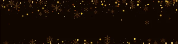 Golden Snowflake Vector Pnoramic Brown Background Sparkling Glitter Confetti Pattern — Stock Photo, Image