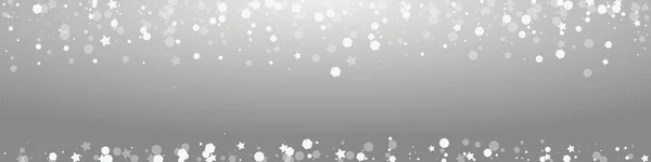 White Flake Vector Grey Panoramic Background Grey Magic Snowstorm Texture — Zdjęcie stockowe