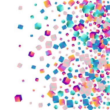 Parlak Tuğla Vektörü Beyaz Arkaplan. Gradyan Metal Kutu Deseni. Style Confetti Kağıdı. Holografik Çokgen Soyut Sunumu.