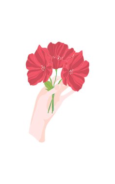 Çiçek ve El Yayı Vektör Arkaplanı. Kol Pilotu. Modern Poster. Bunch Duvar Kağıdı.