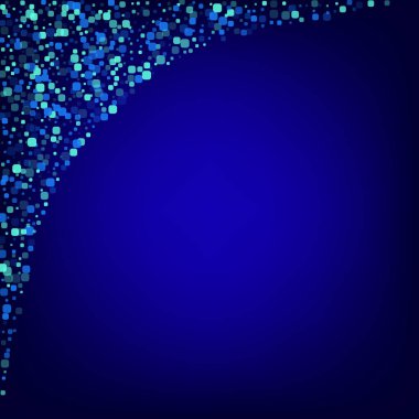 Turkuaz Hücre Soyut Mavi Vektör Arkaplanı. Karnaval Parçacık Düzeni. Kare Kart Etkisi. Mavi Uçan Arkaplan.