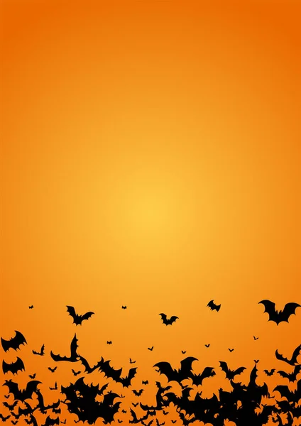 Dark Silhouette Cute Vector Orange Background. Wing Shadow Wallpaper. Scary Dracula Frame. Creepy Design.