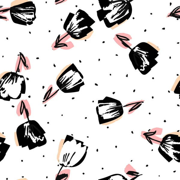 Черно Розовый Цветок Нарисовал Векторный Паттерн Текстура Бумаги Розы Красивые — стоковое фото