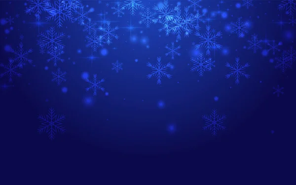 Vit Snö Vektor Blå Bakgrund Glänsande Festligt Snöfall Mönster Julen — Stockfoto