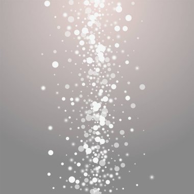 Overlay Confetti Vector Grey Background. Grey Minimal Snow Illustration. Bokeh Snowfall Invitation. Subtle Snowstorm Postcard.