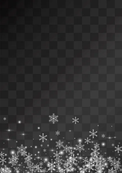 Silver Snowfall Vector Transparent Background. Christmas Snowflake Backdrop. White Light Wallpaper. Winter Snow Holiday.