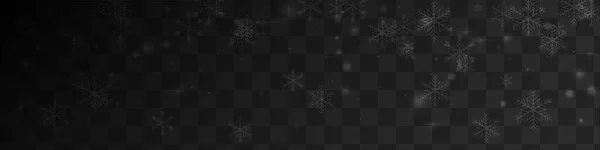 Серебристый Вектор Снежинки Панорамный Прозрачный Фон Падающее Снежное Знамя Серый — стоковое фото