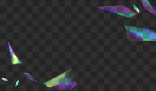 Rainbow Flare Vector Transparent Background Holo Tinsel Falling Border Голографічний — стокове фото