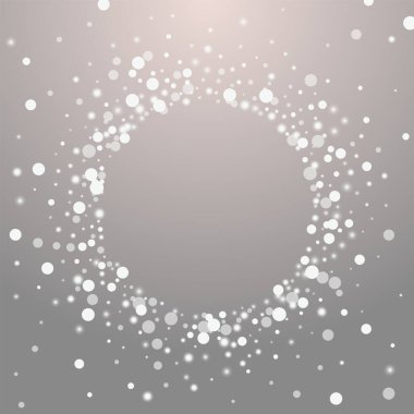 Gri Konfeti Vektör Gri Arkaplan. Beyaz Xmas Kar Tanesi Çizimi. Noel Kar Tasarımı. Parıltılı Noktalar Kartpostalı.