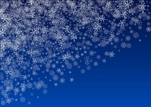 シルバースノーベクトルブルーの背景 ライト スノーフォール デザイン 灰色のXmasの背景 魔法の雪の結晶パターン — ストック写真