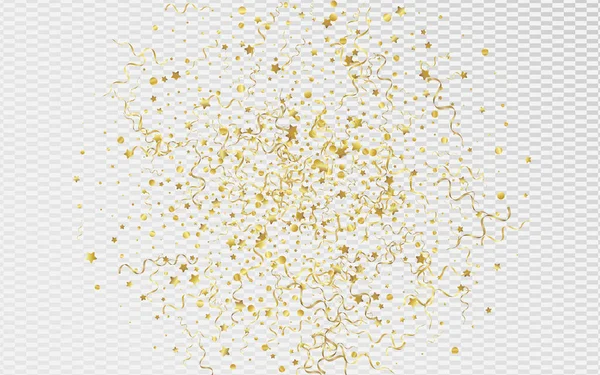 Oro Serpentine Anniversary Vector Fondo Transparente Estrella Navidad Ilustración Confetti — Foto de Stock